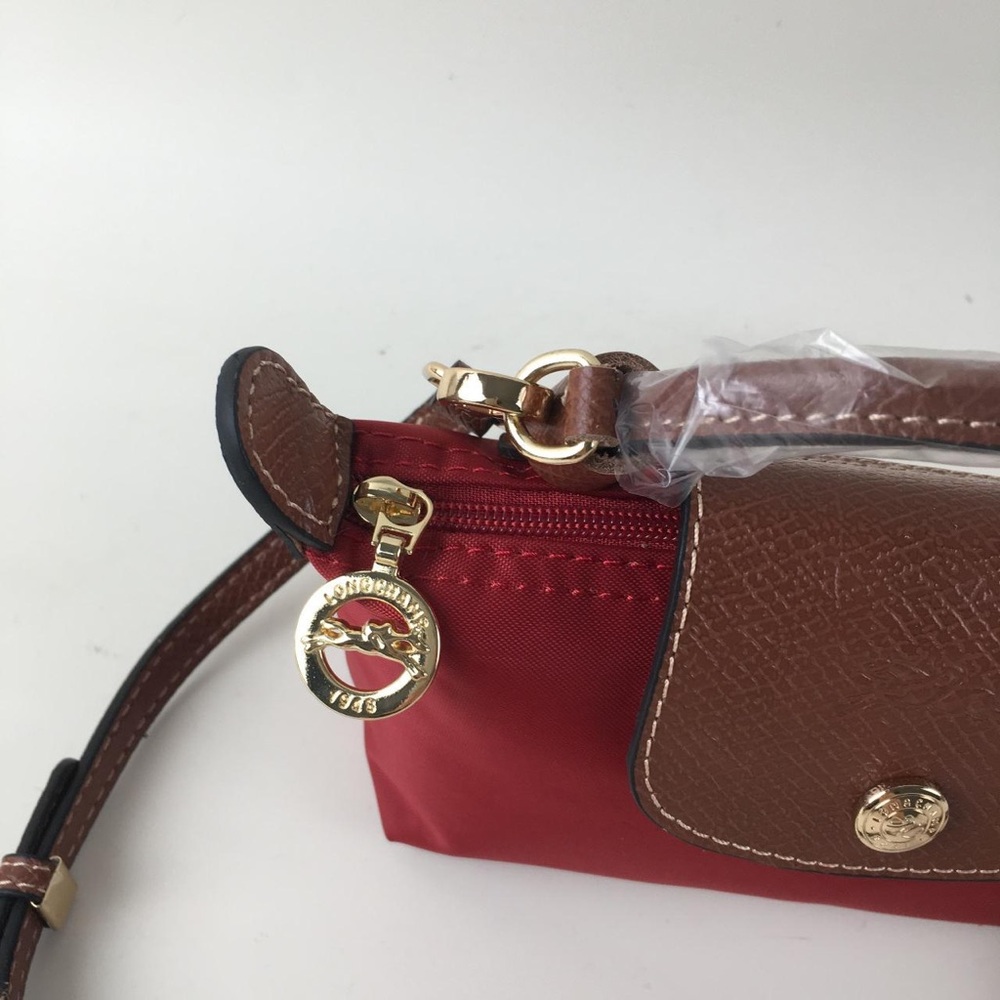 Longchamp Red Crossbody with Brown Trim and Gold Hardware NWT - Picture 7 of 9